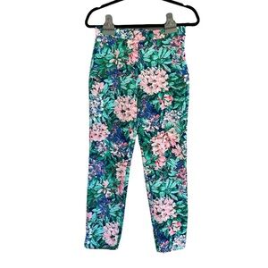 Zara Multicolor Floral Pixie Cut Pants with Bold Colors and Elastic Waist